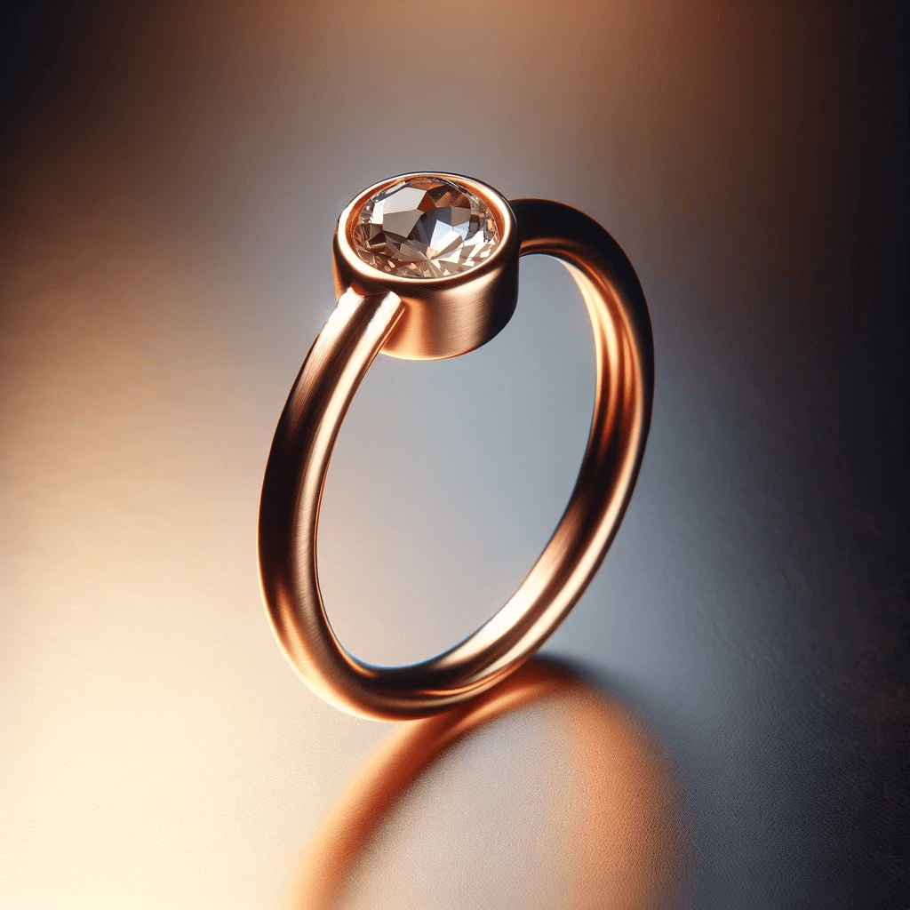 Anillo de cobre con diamante