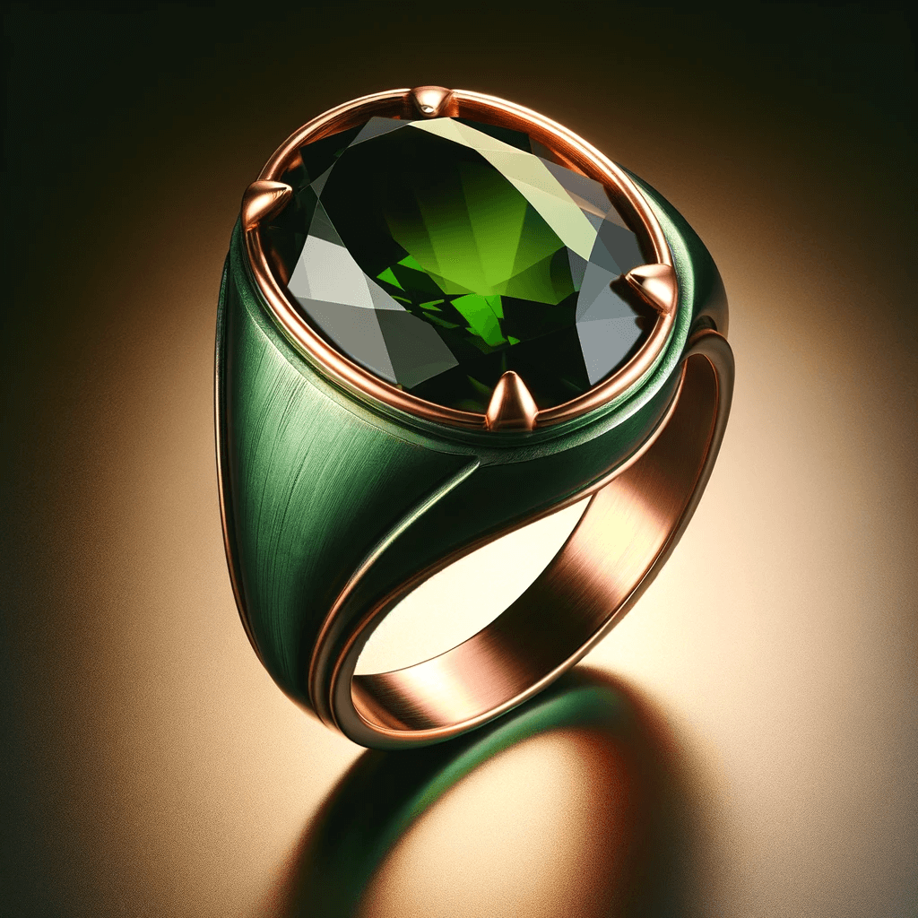 Anillo de cobre con piedra verde