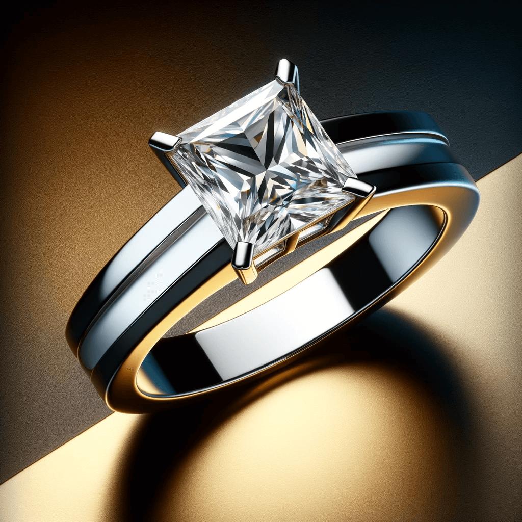 Anillo de diamante de plata